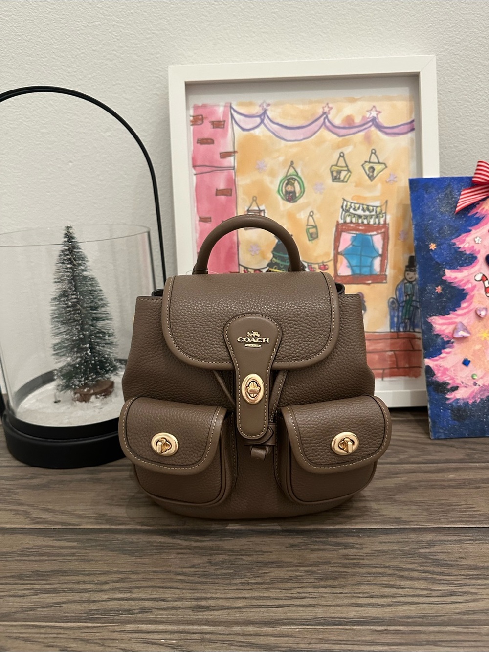 NWT Coach Hadley Backpack Refined pebble leather Dark CBH09